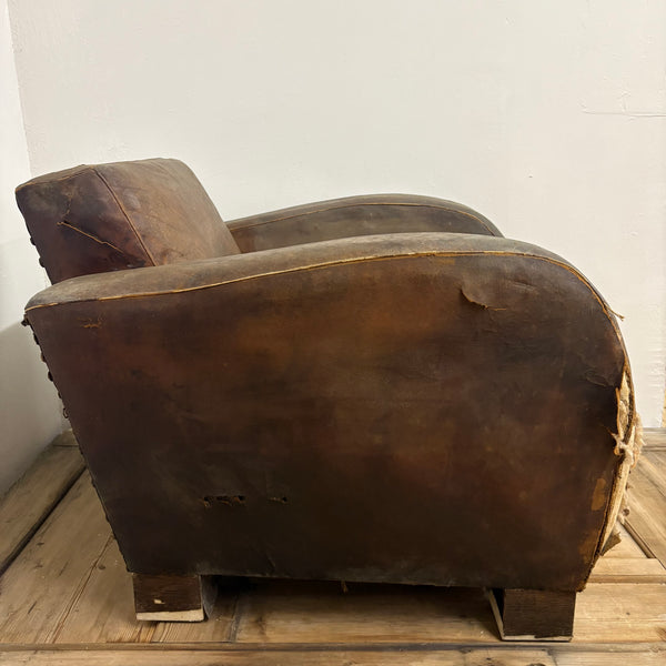 Vintage Art Deco Leder Clubsessel