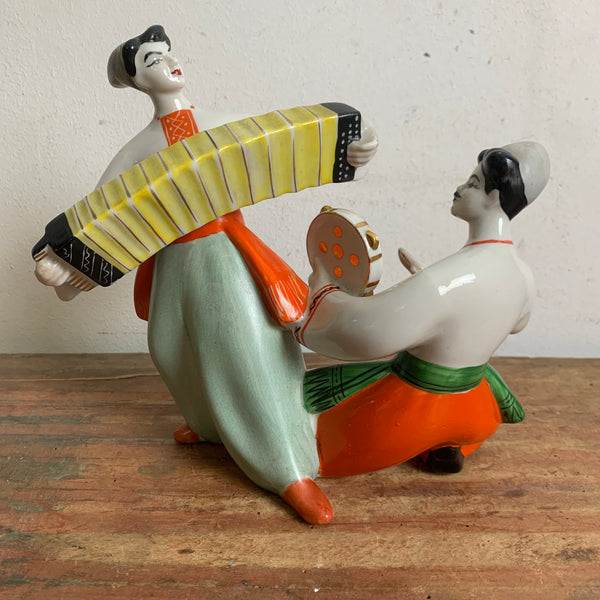 Vintage Porzellan Figur russische Musiker von N. Bobik für Polonne