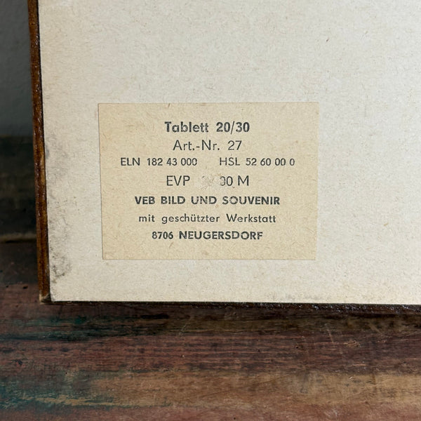Vintage Holztablett mit Intarsien von VEB Bild und Souvenir