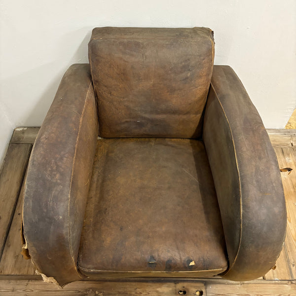 Vintage Art Deco Leder Clubsessel