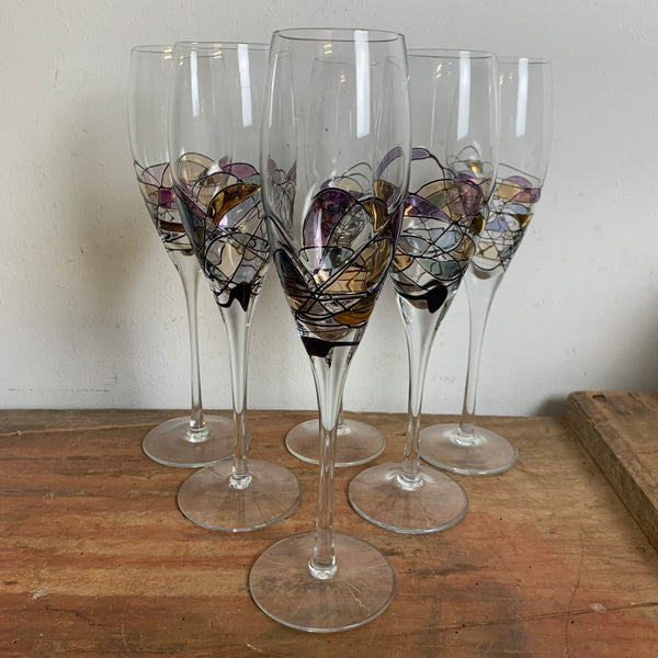 6 vintage Sektgläser Tiffany Style von K&K Styling