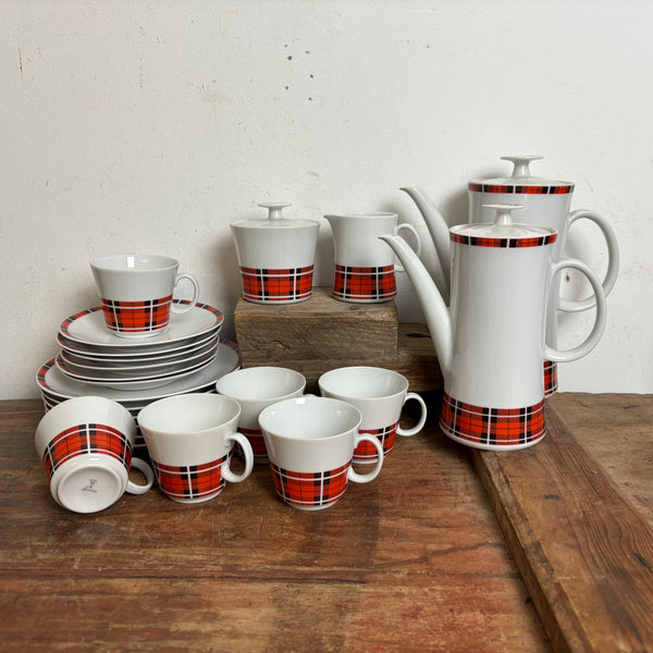 Vintage Kaffeeservice für 6 Personen von Schirnding Karo Schottenmuster