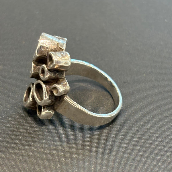 Vintage Brutalistischer Design Silber Ring Reindeer Moss