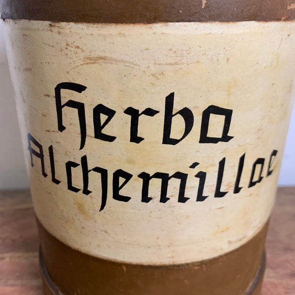 Antikes Apotheker Gefäß Herba Alchemillae Frauenmantelkraut