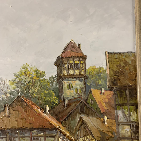 Ölgemälde Hessisches Dorf mit Pferdekutsche von August-Alexander Wendehals