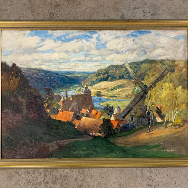 Ölgemälde Bergstädtchen von Hans Licht