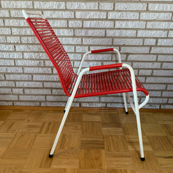Vintage Spaghetti Stuhl von Huldreich Altorfer für Embru-Werke AG in rot