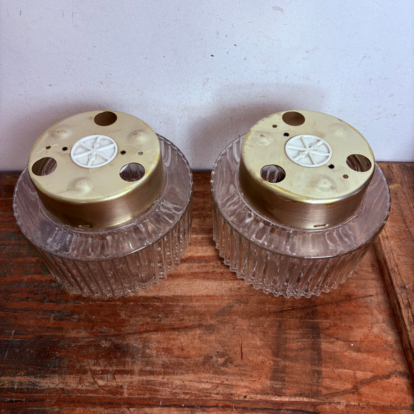 Vintage 2er Set Deckenlampe mit Bubble Glas von VEB Beleuchtungsglaskombinat