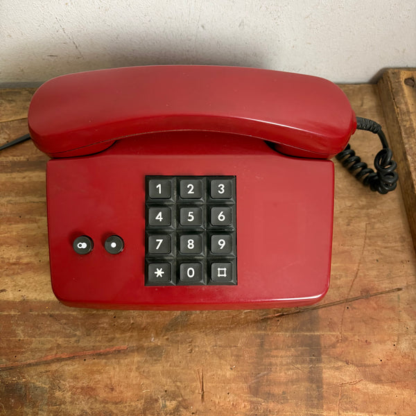 Vintage Tasten Telefon in rot FeAp 0162