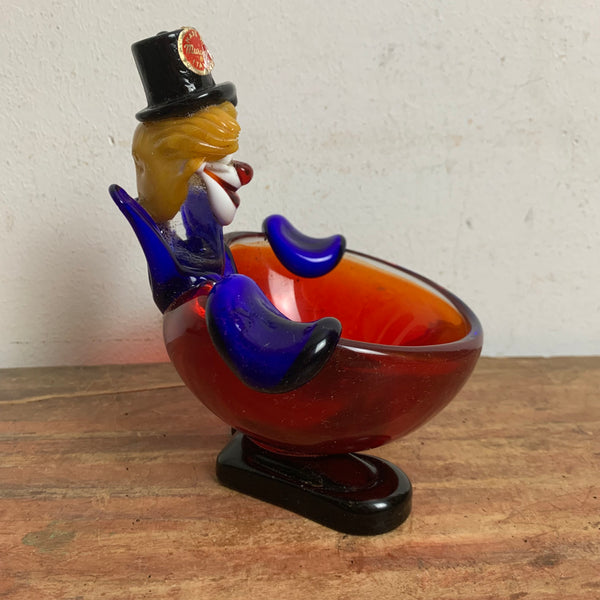 Vintage Murano Glas Aschenbecher Clown