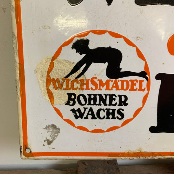 Emaille Schild Wichsmädel Bohnerwachs
