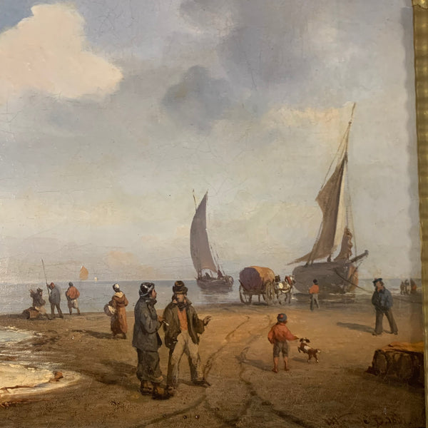 Ölgemälde Reges Treiben am Strand von Wilhelm Krause