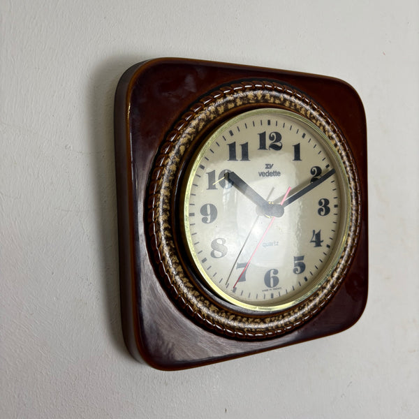 Vintage Keramik Wanduhr von Vedette