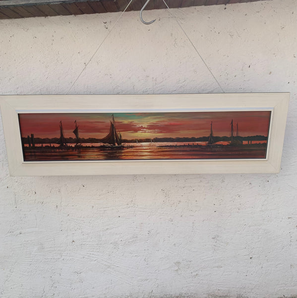 70er Jahre Gemälde Sonnenuntergang