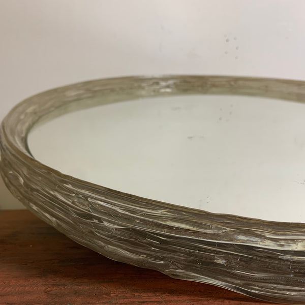 Vintage beleuchteter runder Acryl Glas Spiegel von Hustadt Leuchten