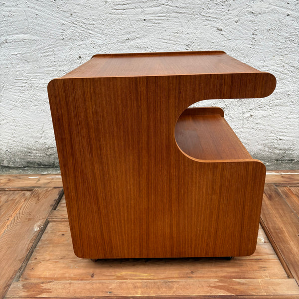 Vintage Mid Century Teakholz Beistelltisch Nachttisch Schrank auf Rollen