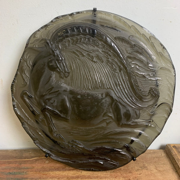 Vintage Glaskunst Jahresteller Pegasus Pferd von Ernst Fuchs für Rosenthal