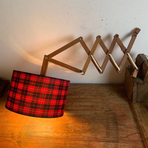 Vintage Teakholz Scherenlampe