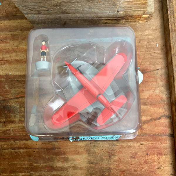 Modell Figur und Buch Tim und Struppi Das Rote Flugzeug Stratonef H-22 mit Jo aus Das Testament des M. Pump