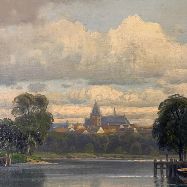 Ölgemälde Holländische Flusslandschaft von Carl Bergfeld