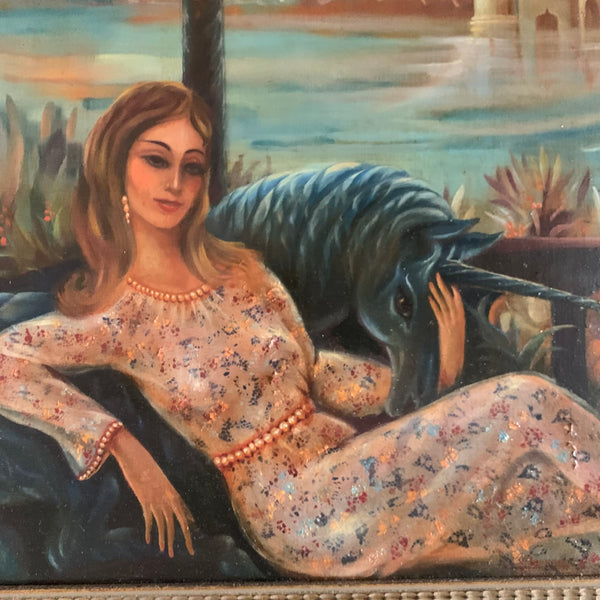 Ölgemälde Die Dame mit dem Einhorn von Jean Daprai
