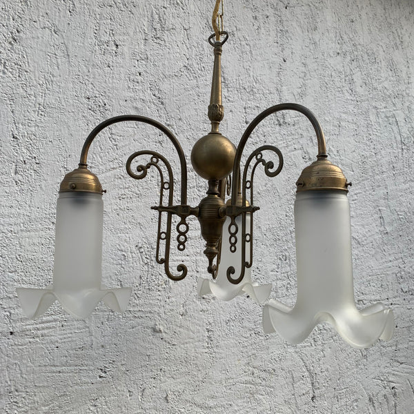 Dreiarmiger Jugendstil Kronleuchter