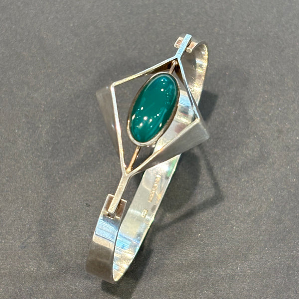 Finnischer Design Silber Armreif mit Chalcedon