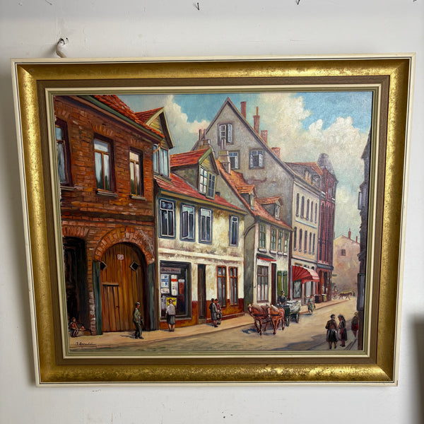 Ölgemälde Charlottenstraße in Linden Hannover von Heinz Lessentin