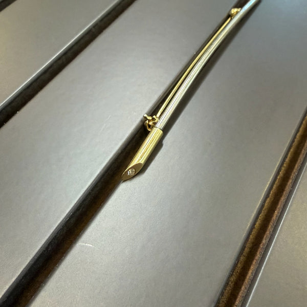 Puristische bicolor Goldbrosche mit Brilliant