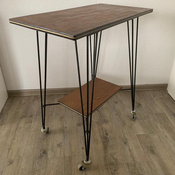 Vintage Mid Century Beistelltisch auf Rollen