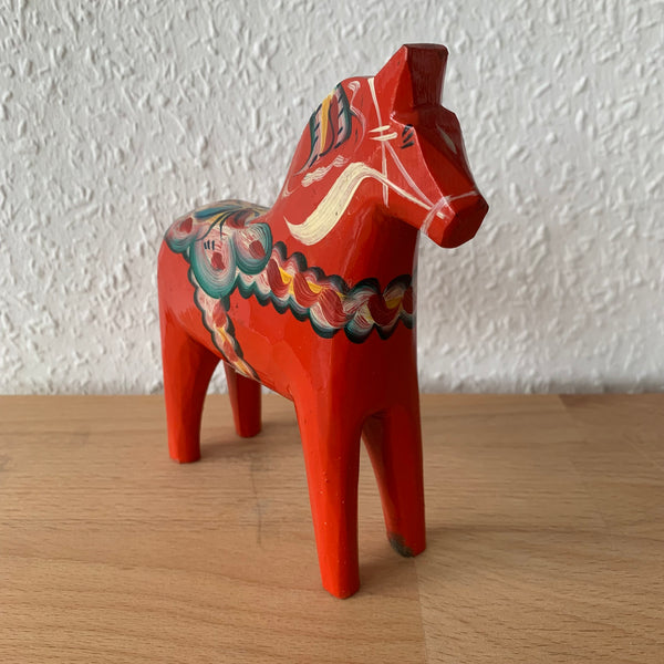 Vintage Dalapferd orange rot 13,5 cm