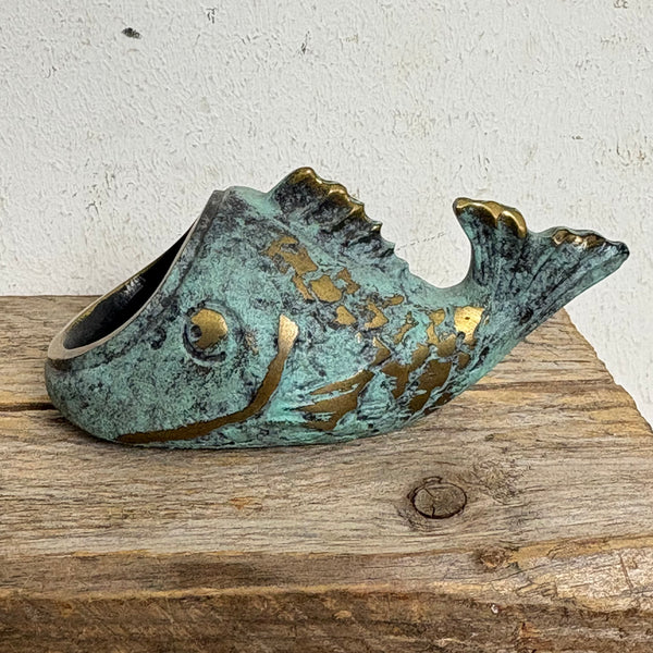 Bronze Fisch Aschenbecher von Walter Bosse für Werkstätten Hagenauer Wien