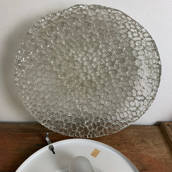 Vintage große Deckenlampe aus Ice Glas von Hustadt Leuchten