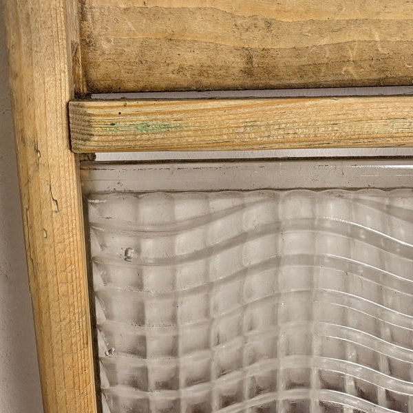 Antikes Waschbrett aus Glas und Holz