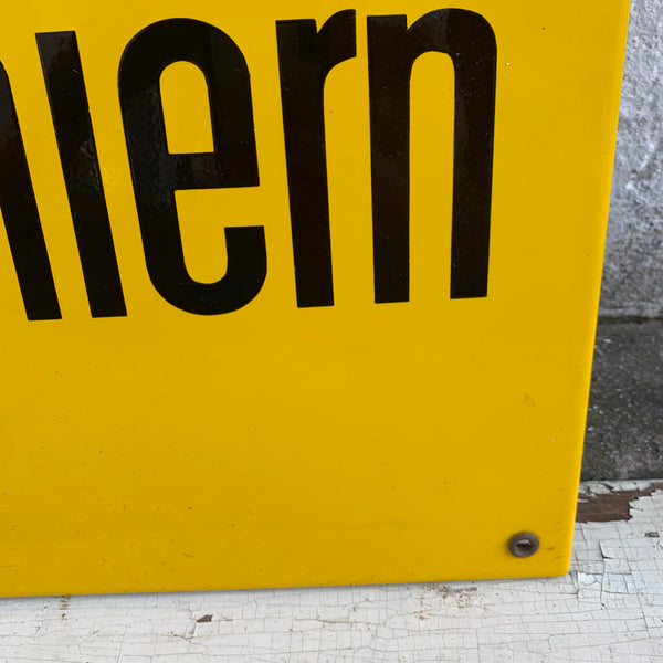 Vintage Emaille Schild Beförderung nur mit angeschnallten Schiern