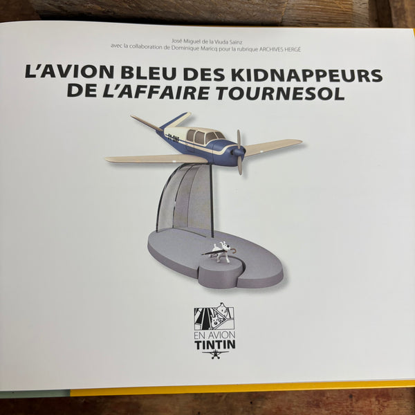 Modell Figur und Buch Tim und Struppi Das blaue Flugzeug der Entführer mit Struppi aus Die Affäre Tournesol