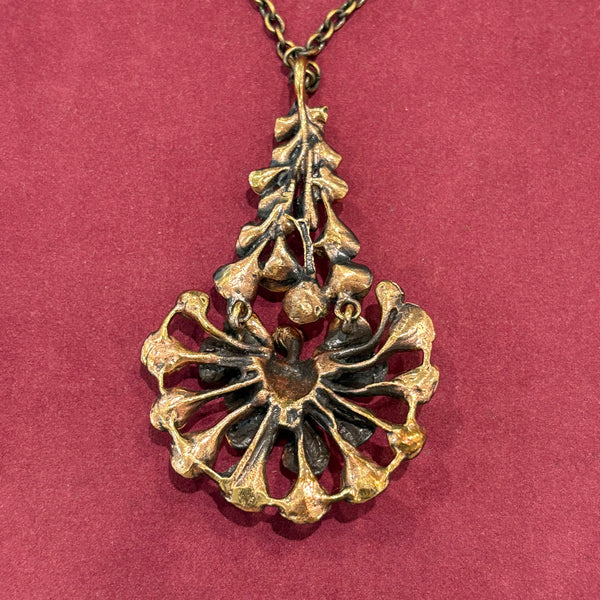 Vintage finnische brutalistische Design Bronze Halskette Reindeer Moss von Hannu Ikonen für Valo Koru