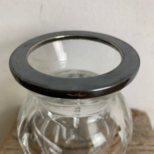 Vintage Bleikristall Vase mit Sterlingsilber Montur