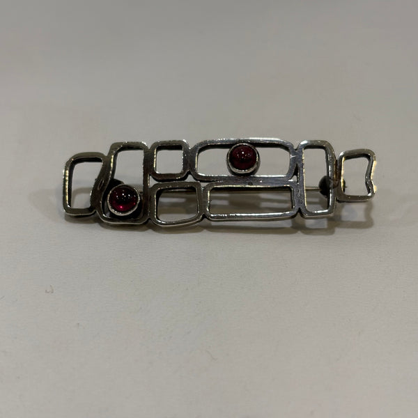 Art Deco Silber Brosche mit Rubinen von Hermann Julius Wilm