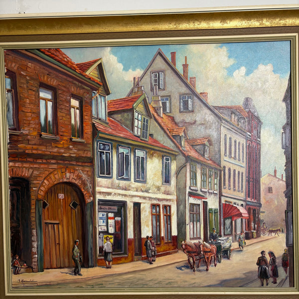 Ölgemälde Charlottenstraße in Linden Hannover von Heinz Lessentin