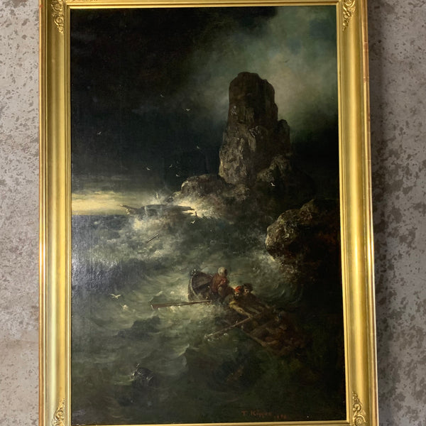 Ölgemälde Rettung im Sturm von Theodor Köppen