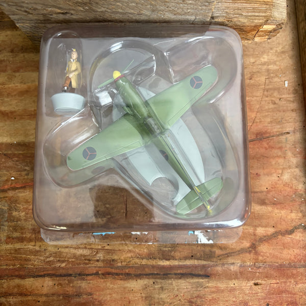 Modell Figur und Buch Tim und Struppi Das bordurische Jagdflugzeug mit Tim aus König Ottokars Zepter