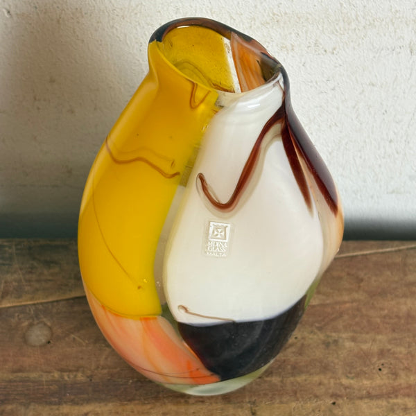 Vintage Mid Century Glas Vase Mdina Malta
