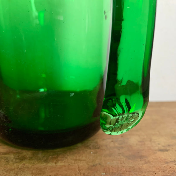 6 Vintage Gläser aus grünem Glas mit Korbgeflecht Vetro Verde di Empoli