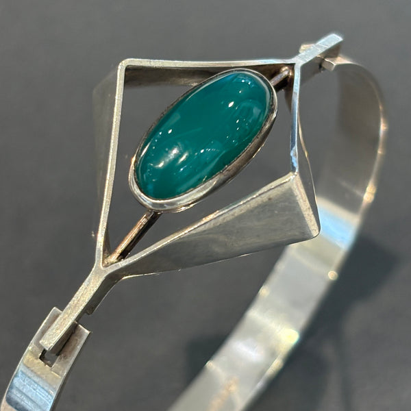 Finnischer Design Silber Armreif mit Chalcedon
