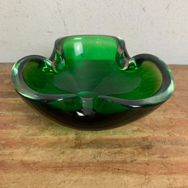 Vintage Mid Century Murano Aschenbecher grün