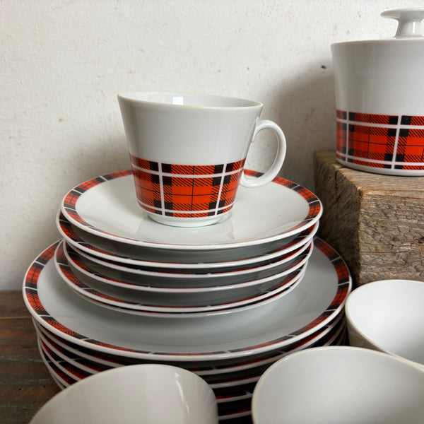 Vintage Kaffeeservice für 6 Personen von Schirnding Karo Schottenmuster