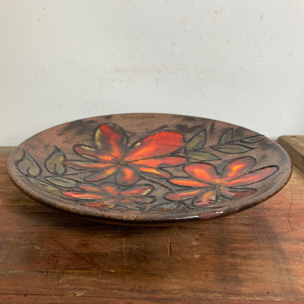 Vintage Keramik Wandteller von Ruscha Blumen 717/2