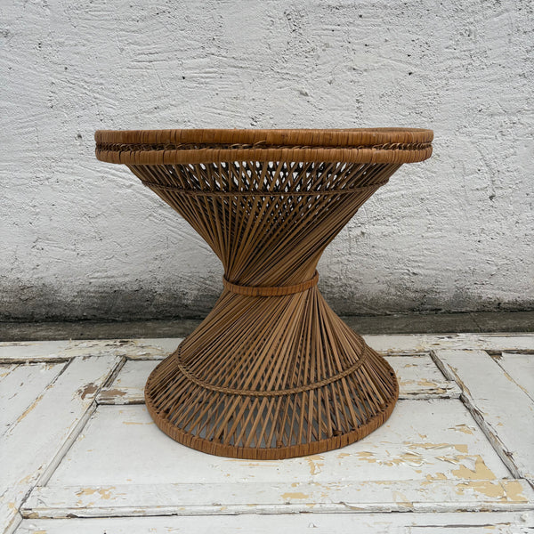 Vintage Sitzgruppe mit Tisch Rattan Peacock Chair Emanuelle