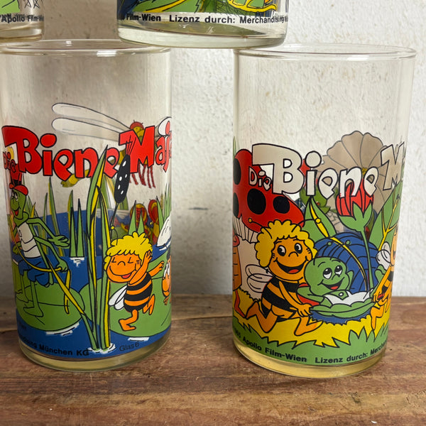 Vintage 6 Gläser Biene Maja von Apollo Film